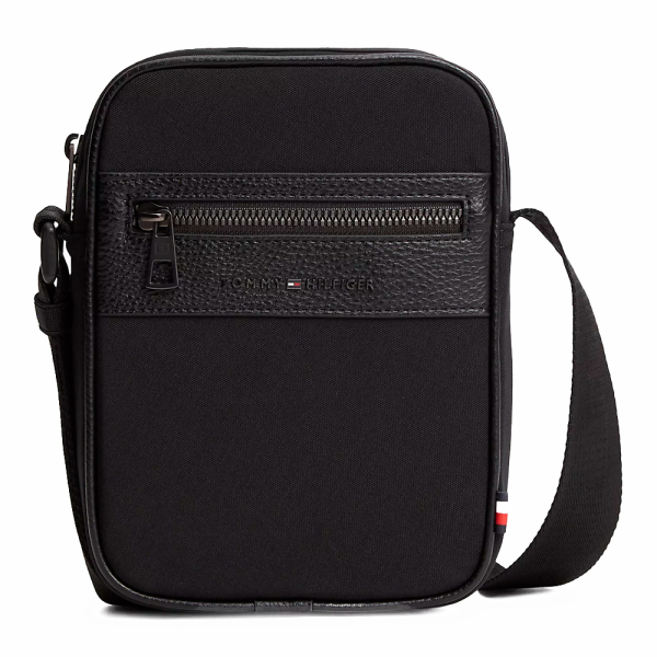 Tommy Hilfiger Sac de reporter avec textures varies et logo - U Noir- Ref 63 €